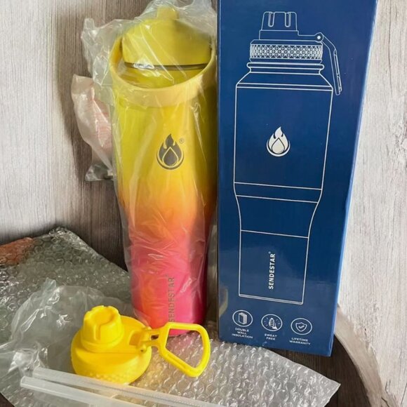 SENDESTAR 32oz Water Bottle Stainless Steel Insulated 2 Lids Fits car Keep Warm - Picture 1 of 6